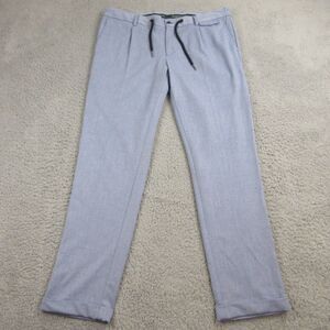 Maczoo Mens Wool Blend Trouser Pants size‎ 46 EUR Blue Stretch Drawstring Italy